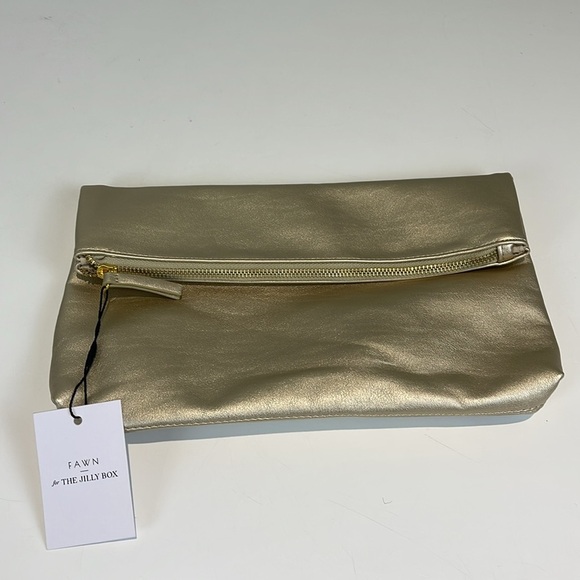 FAWN DESIGN for The Jilly Box Gold Foldover Clutch NEW - Picture 3 of 10